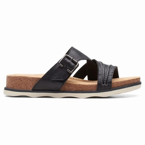 Outdoor Friendly Clarks Brynn Hope Black Leather Sandal (Women's)