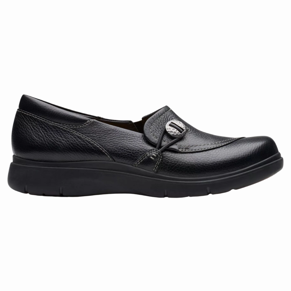 Clarks Certina Ease Black Leather Slip-On (Women's) High Quality Leather