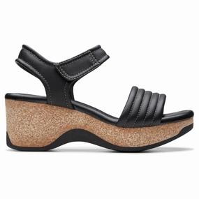 Breathable Lining Clarks Chelseah Gem Black Leather Sandal (Women's)