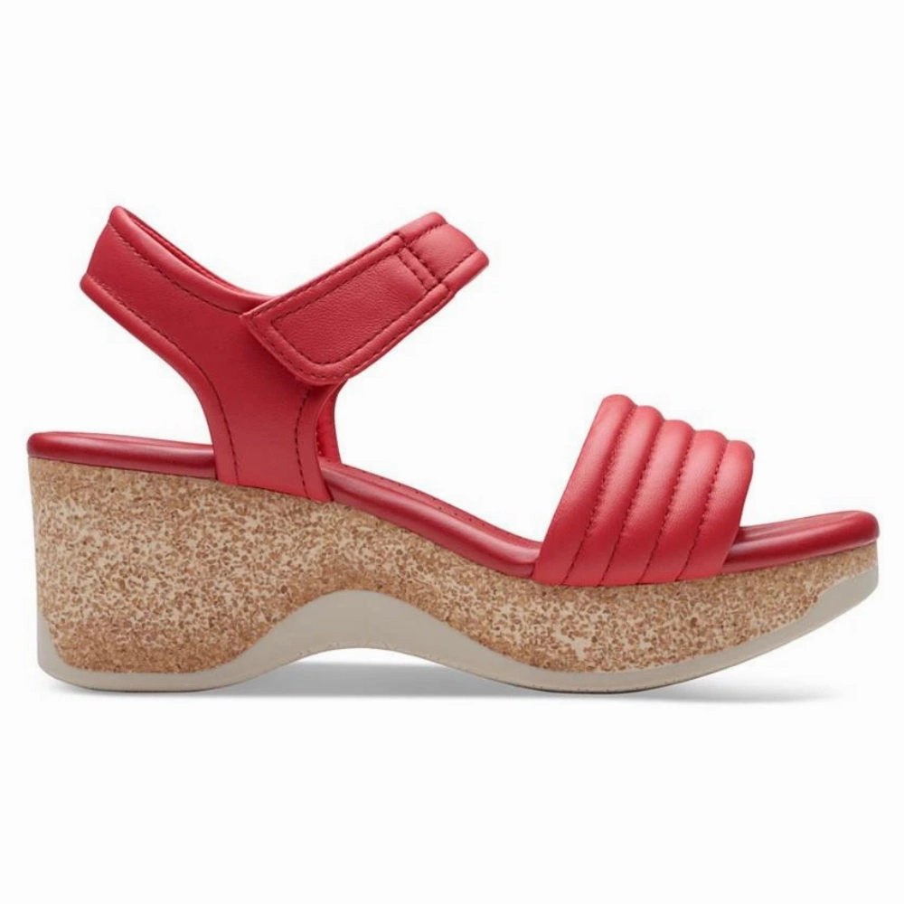 packable Fresh Touch Clarks Chelseah Gem Red Leather Sandal (Women's)