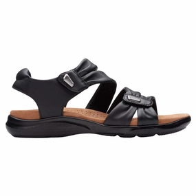 Flexible walking shoes Clarks Kitly Ave Black Leather Sandal (Women's)