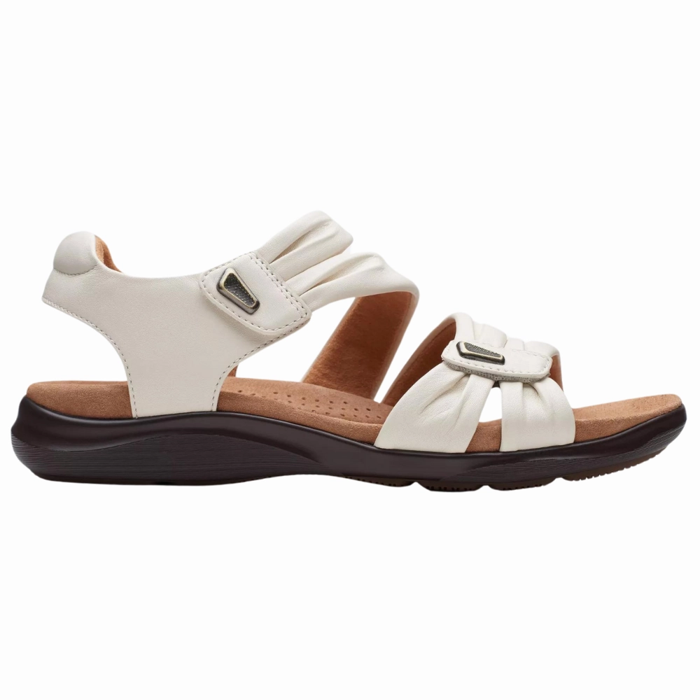 Clarks Kitly Ave Off White Leather Sandal (Women's) Durable Walk