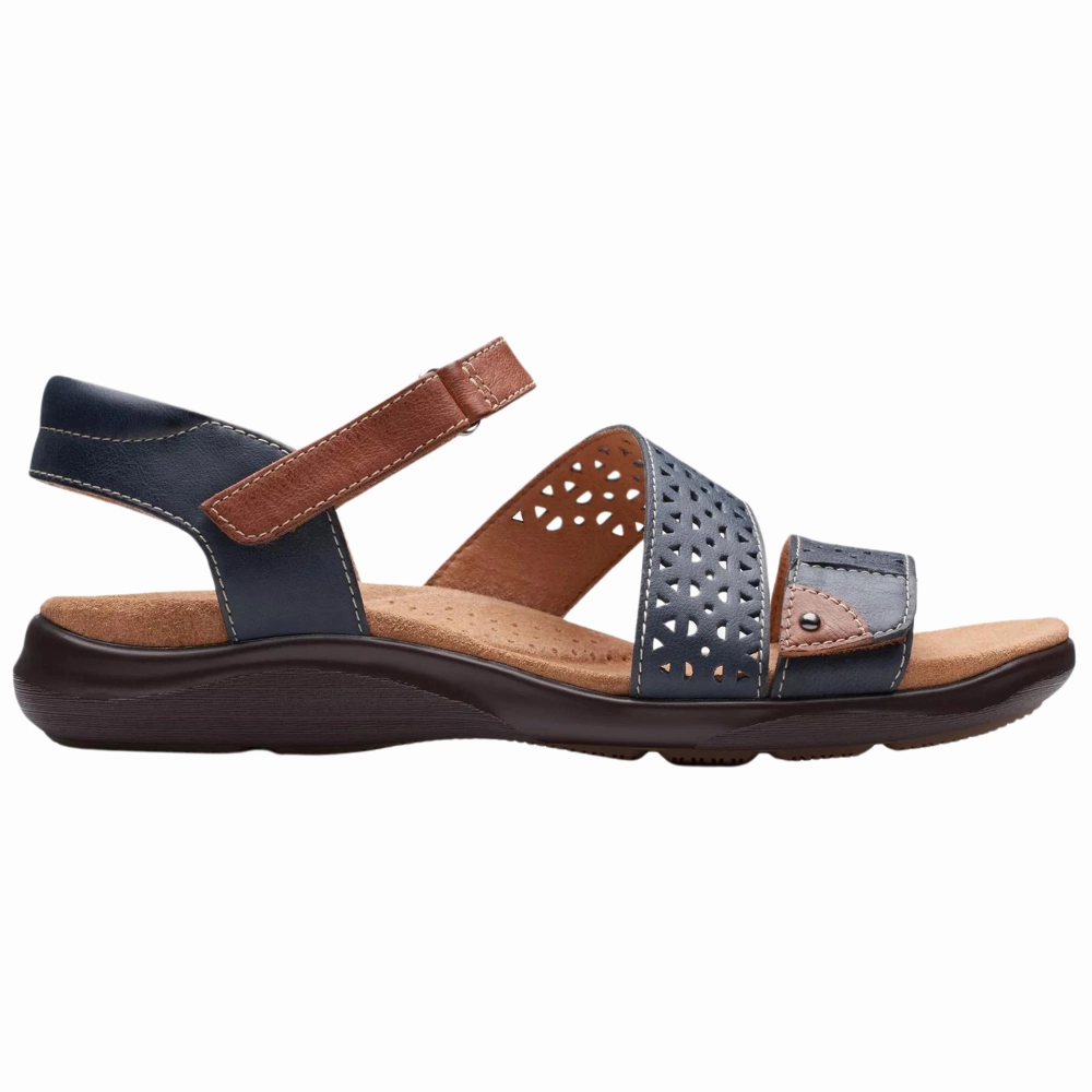 Airflow Optimized Design Clarks Kitly Way Navy Leather Sandal (Women's)