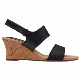 Clarks Kyarra Faye Black Leather Sandal (Women's) Adjustable