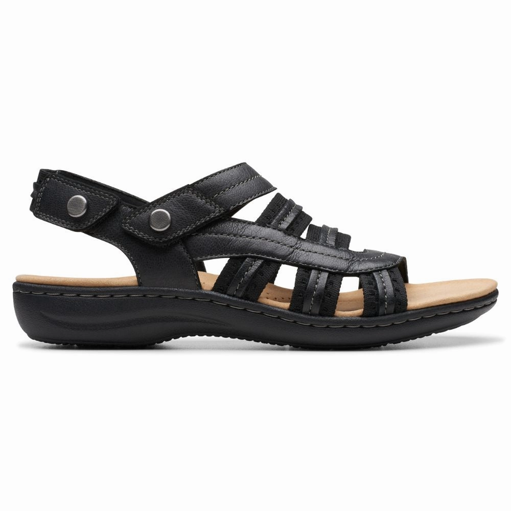 Step Ready Clarks Laurieann Erin Black Combi Leather Sandal (Women's)