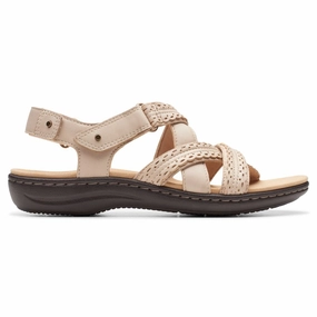 Clarks Laurieann Rena Sand Combi Leather Sandal (Women's) Adjustable Ankle Closure Fashion-Forward Design