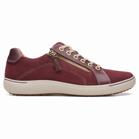 Chill Moves Guard Step Clarks Nalle Lace Burgundy Suede Sneaker (Women's)