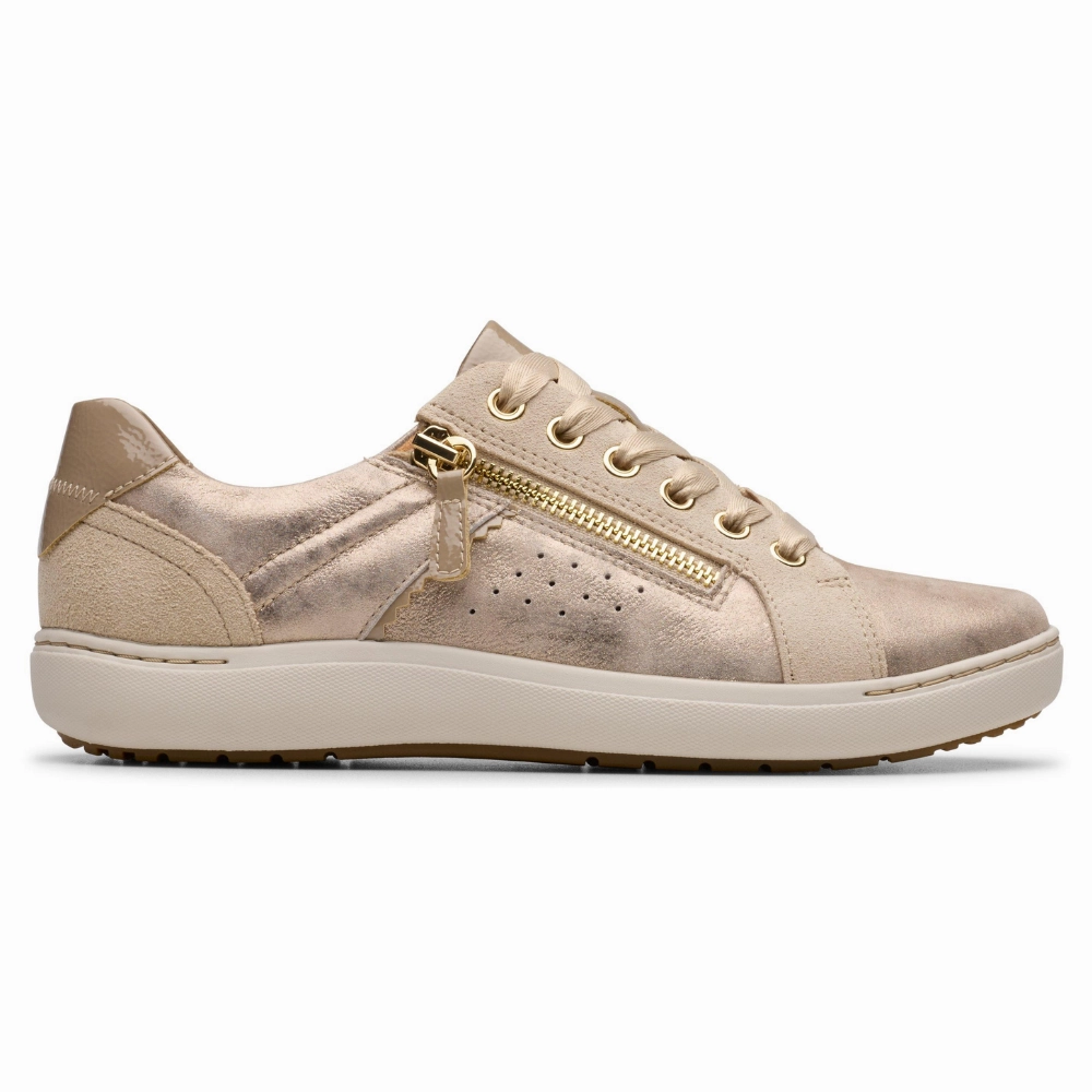 Clarks Nalle Zen Metallic Leather Sneaker (Women's) Open Fit