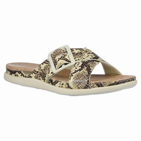 Fashionable Casual Shoes Clarks Step June Shell Taupe Snake Sandal (Women's)