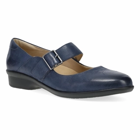 Collette Wide Navy Burnished Nubuck Elastic