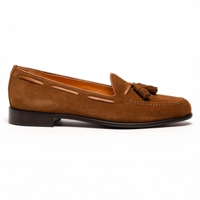 Minimal Layers Gentle Feel 16-583-TAB FRANCO Suede Calfskin Tassel Loafer, Tobacco
