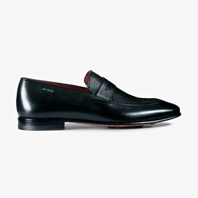 Casual Support Office Casual Men's Black Perforated Leather Loafer