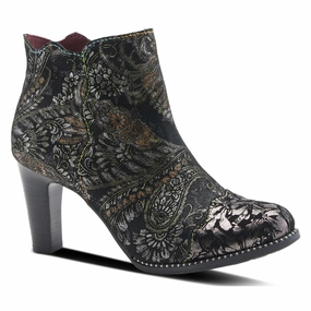 L'artiste By Spring Step Smokinhot Black Multi Heeled Booties (Women's) True Pace Everyday Balance