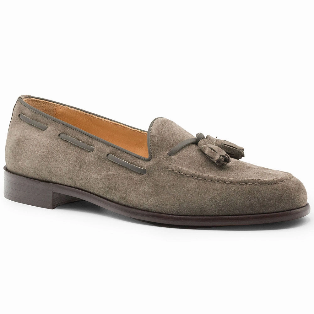 16-583-TPE FRANCO Suede Calfskin Tassel Loafer, Taupe Wide Step Safe Sure