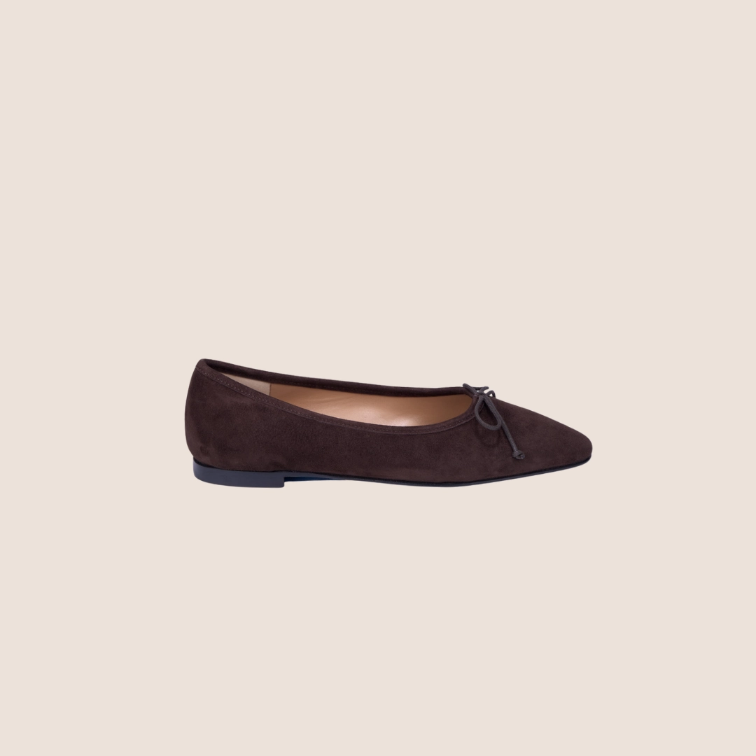 Como - Chocolate Suede Chic Flats Open Toe