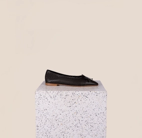 Como - Perforated Black Leather Coral Glow