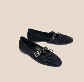 Timeless Design Flats Ferry Dock Como Buckle - Black Suede