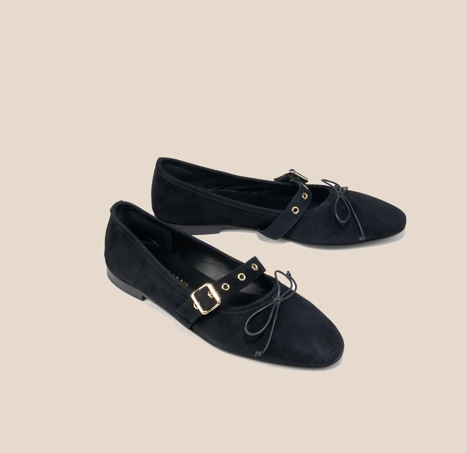 Timeless Design Flats Ferry Dock Como Buckle - Black Suede