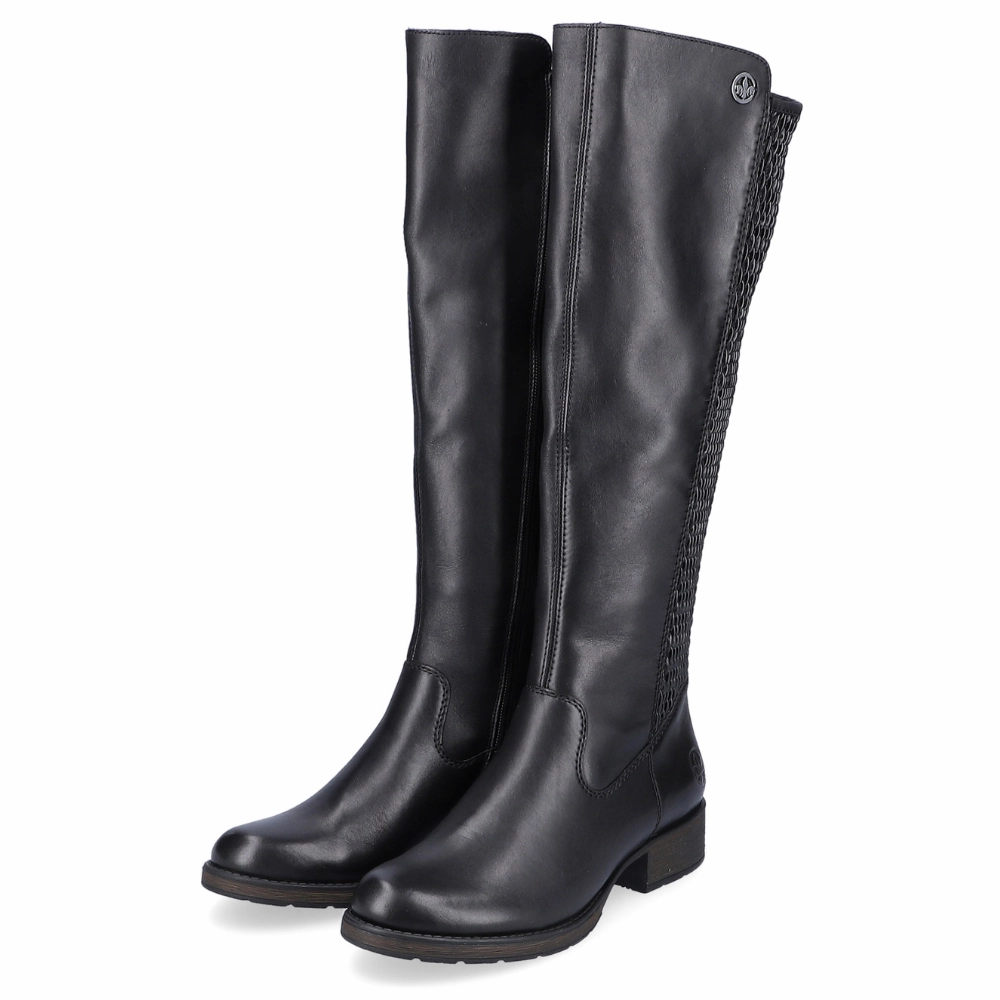 Stable Footing Rieker Faith 91 Black Stretch Panel Tall Boot (Women's)