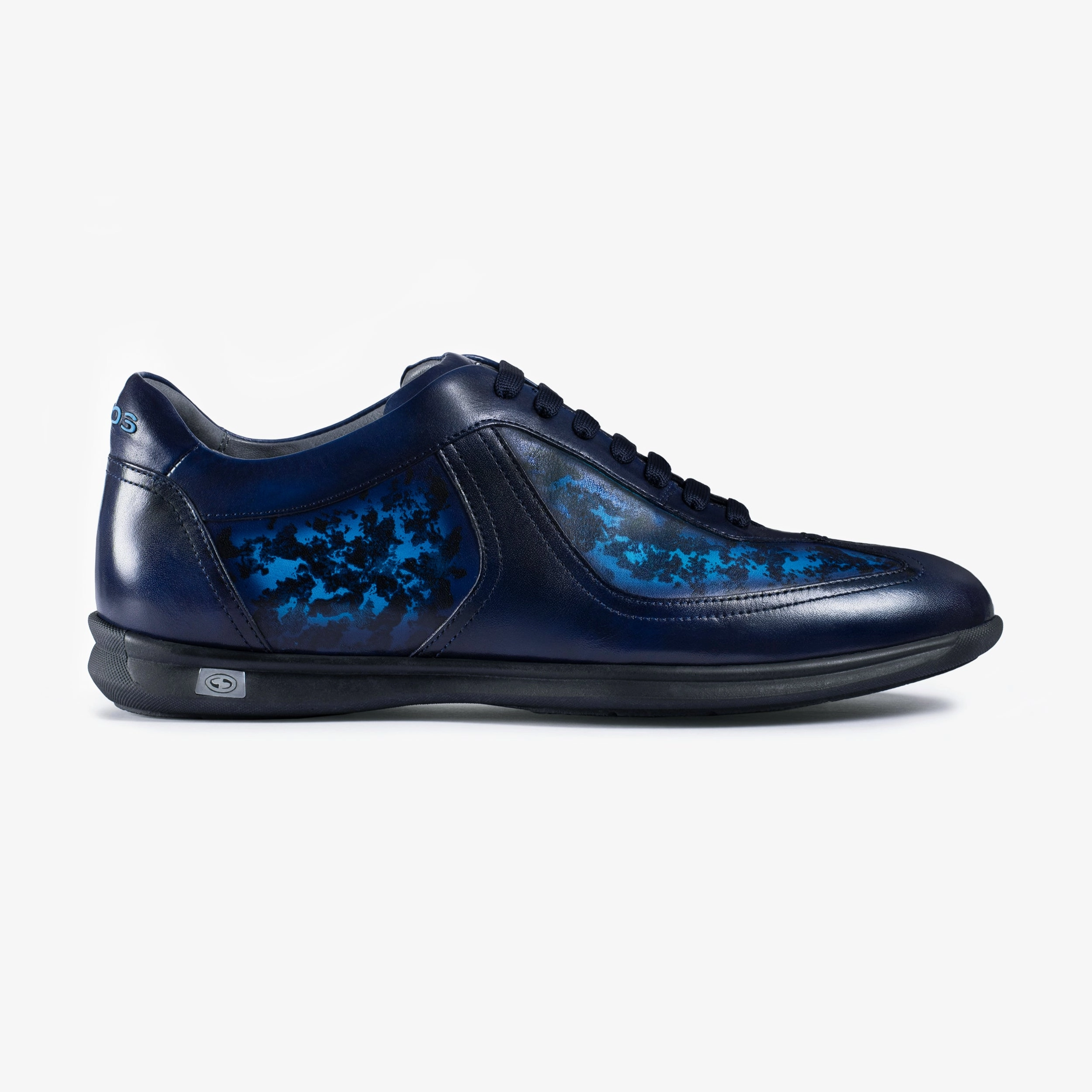 Men's Pattern Blue Patina Leather Sneaker Tailored Comfort