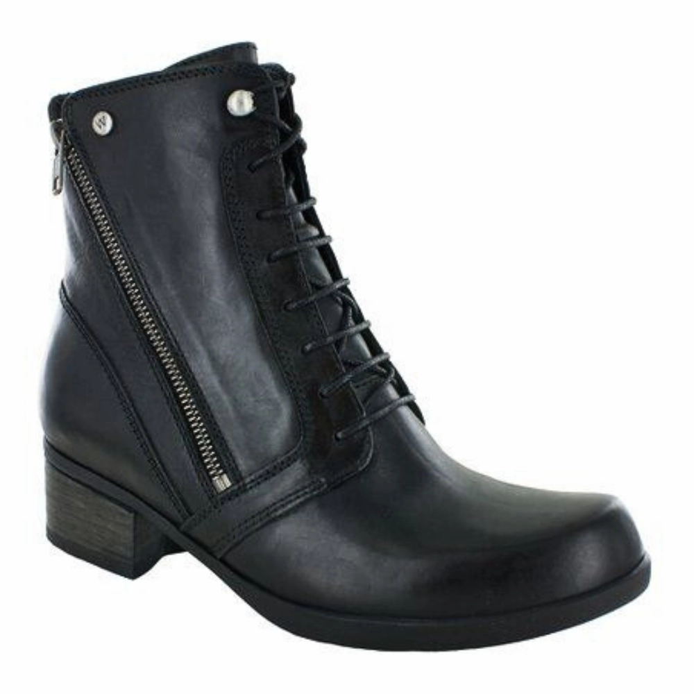 Wolky Forth Black Leather Bootie (Women's) Foot Support Soft Detail