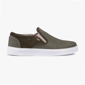 Men's Khaki Linen Slip-On Sneaker Speed Training Recovery Walk