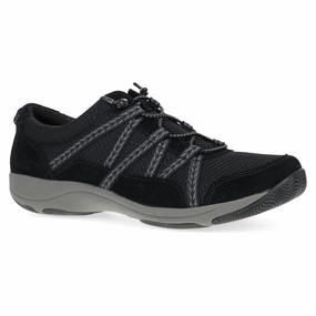 Alley Run Non-Slip Sole Dansko Harlyn Black/Black Suede Wide Sneaker (Women's)