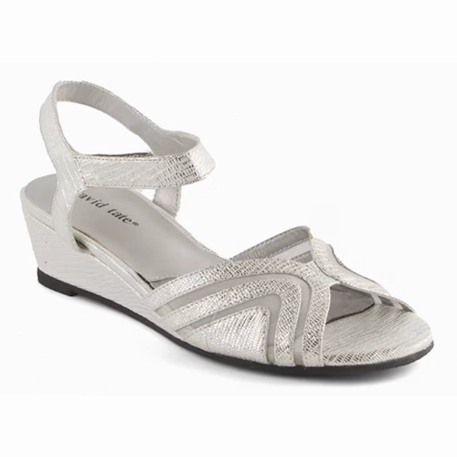 Total Ease David Tate Admire Silver Wedge Heel (Women's)