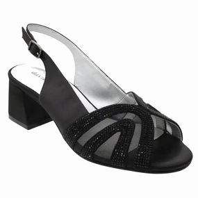 Classic Comfort Music Edge David Tate Desire Black Satin Heel Sandal (Women??s)