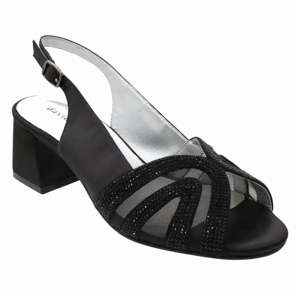 Classic Comfort Music Edge David Tate Desire Black Satin Heel Sandal (Women??s)