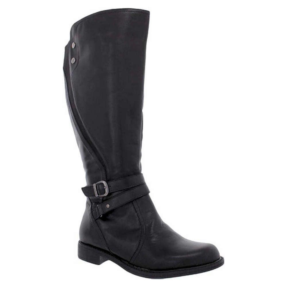 David Tate Saratoga Black Leather Boot (Women's) Shock Pad Luxury Shoes