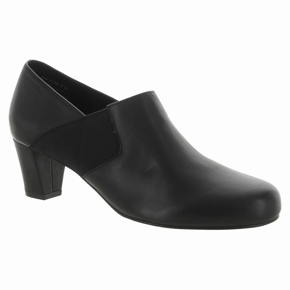 mom style Spotlight Spark David Tate Tavi Black Leather Slip-On Booties (Women's)