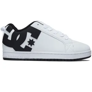 DC Court Graffik Shoes - White/Black/Black Multi Directional Tread Pattern Quick Dash