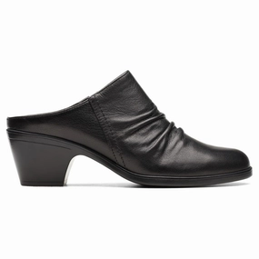 Clarks Emily 2 Charm Black Leather Mule (Women's) Quick Fit Fashion Booties