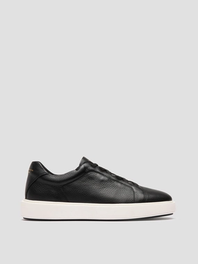 SLOUCH 001 - Black Leather Low Top Sneakers Anti Static Finish