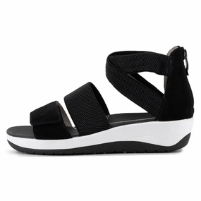 Ara Naples Black Platform Sandal (Women's) Leaf Touch Casual Wear