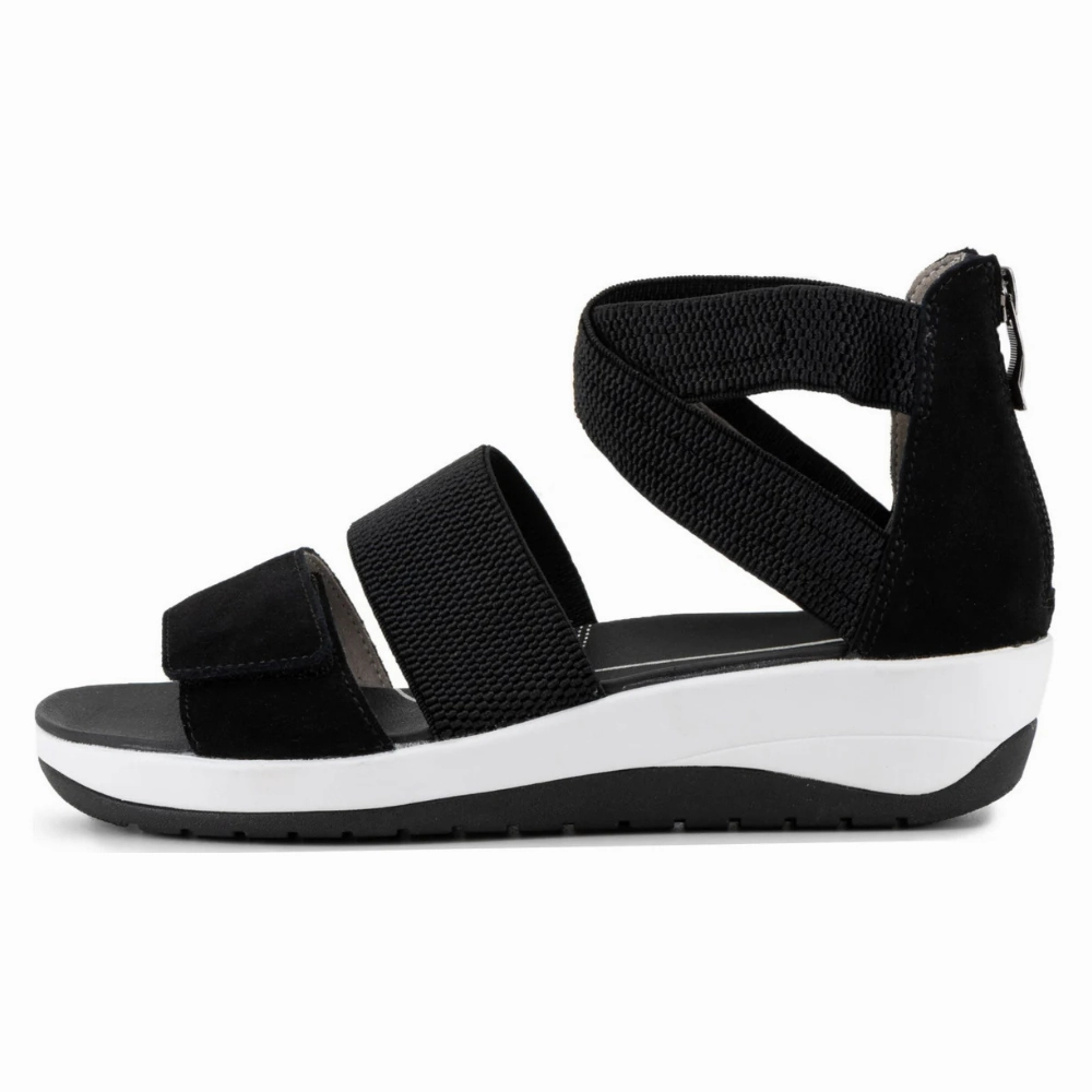 Ara Naples Black Platform Sandal (Women's) Leaf Touch Casual Wear