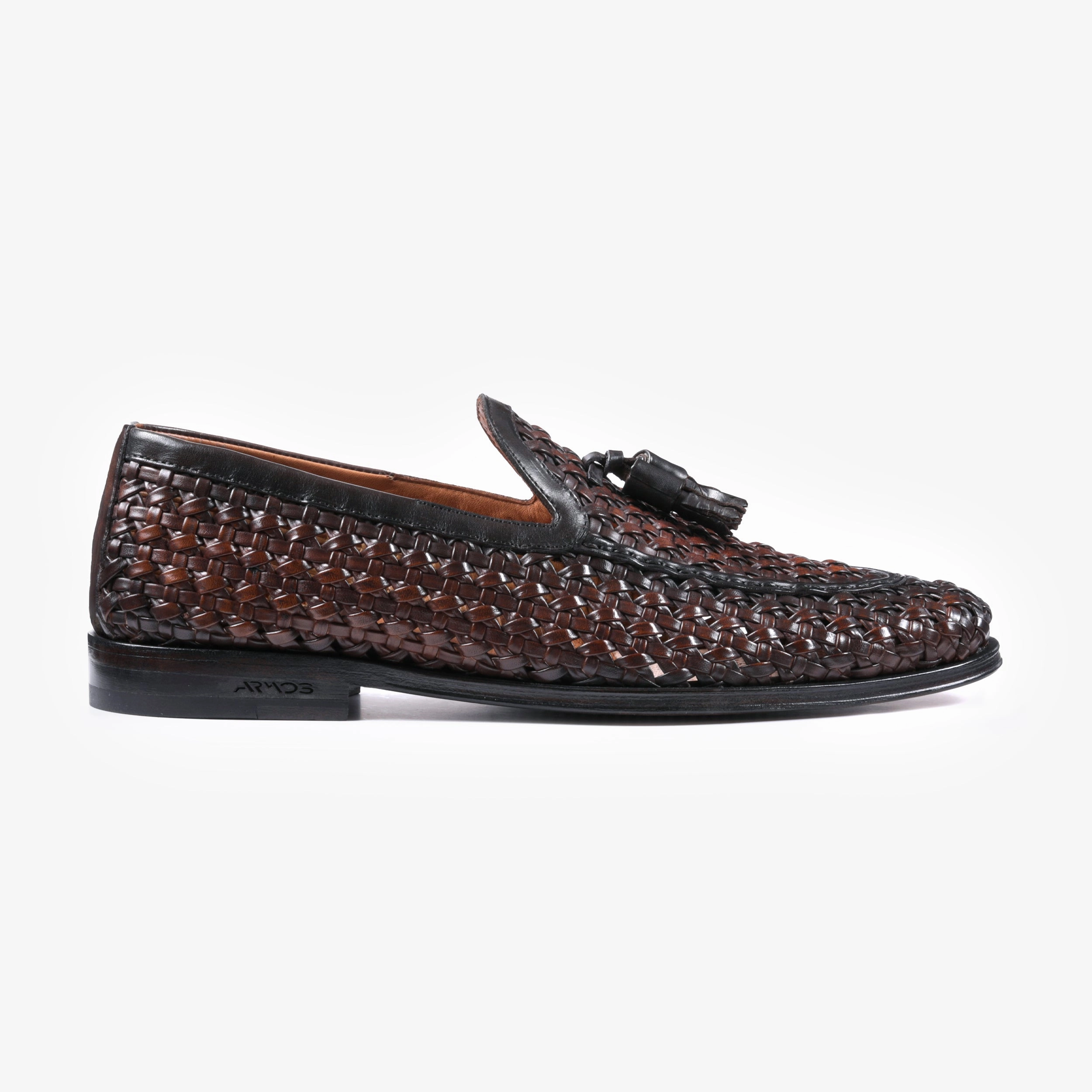 Light Sole Steady Steps Men's Brown Woven Leather Tassel Loafer