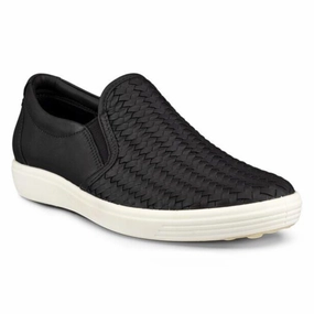 foldable Foot Balance Ecco Soft 7 Woven Black Leather Slip-On (Women's)
