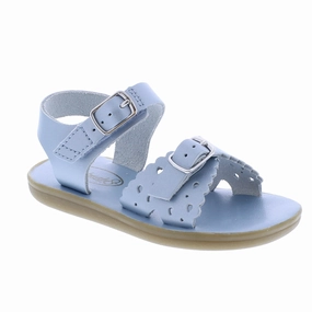 Eco-Ariel Velcro Blue Pearl Sandal ?C Lightweight & Stylish Kids?? Summer Shoe Sporty Footwear Bow Charm