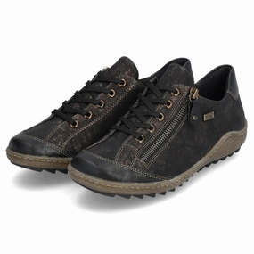 Shoe Fashion Relax Walk Remonte Liv 02 Black/Antique Leather Sneaker (Women's)