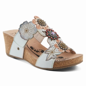 Purple Soft L'Artiste By Spring Step Prettypetals White Multi Leather Sandal (Women's)