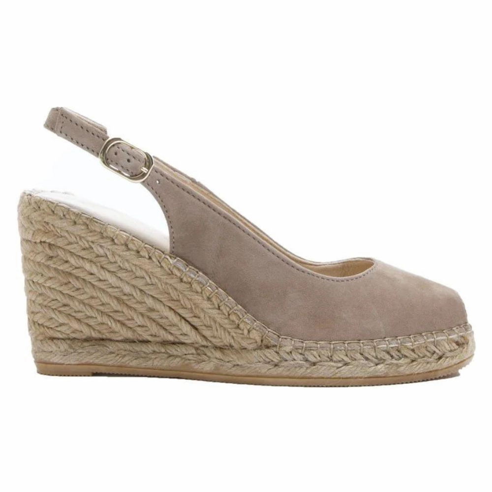 Breathable Upper Macarena Carla4AN Taupe Suede Wedge Sandal (Women's)