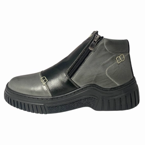 Eric Nurnberg Jade Black/Grey Leather Boot (Women's) Stable Form Light Reflection