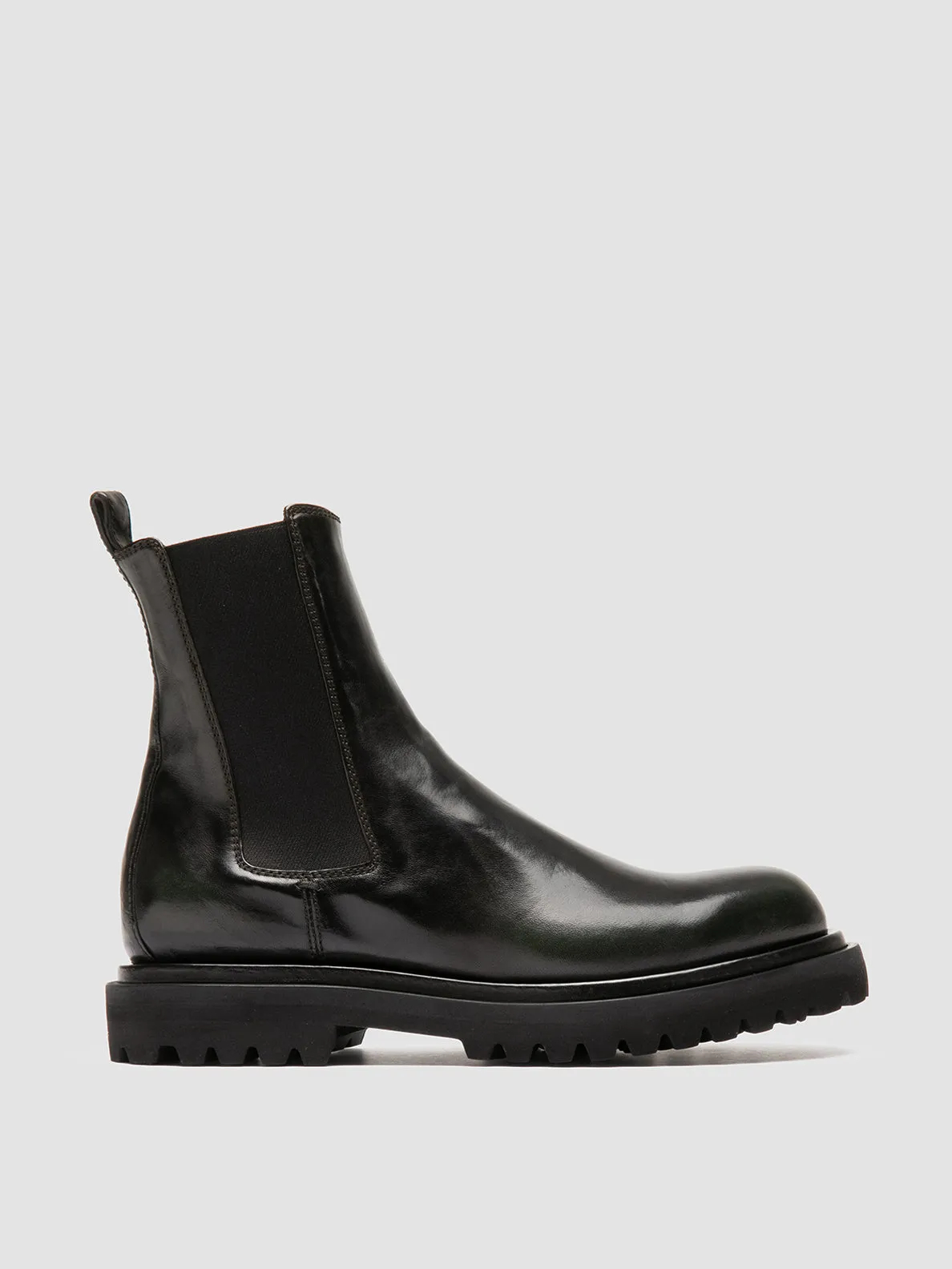 EVENTUAL DD 103 - Dark Green Leather Chelsea Boots Comfort Lining Mountain Climber Water resistant upper