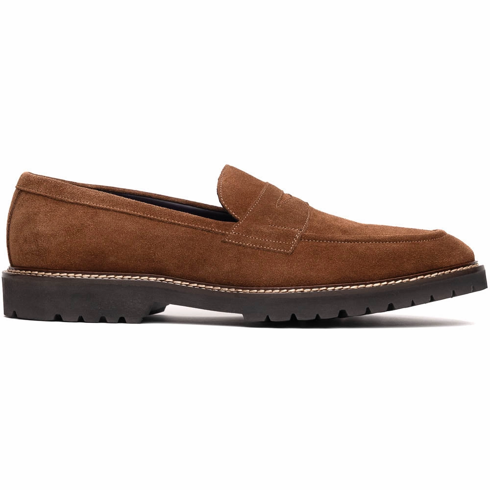 16-657-TOB ROMA Italian Suede Penny Loafers Tobacco Modern Footwear