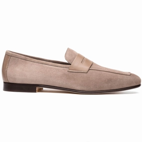Wide Steps 16-672-TPE Tippa Suede & Calfskin Penny Loafers Taupe