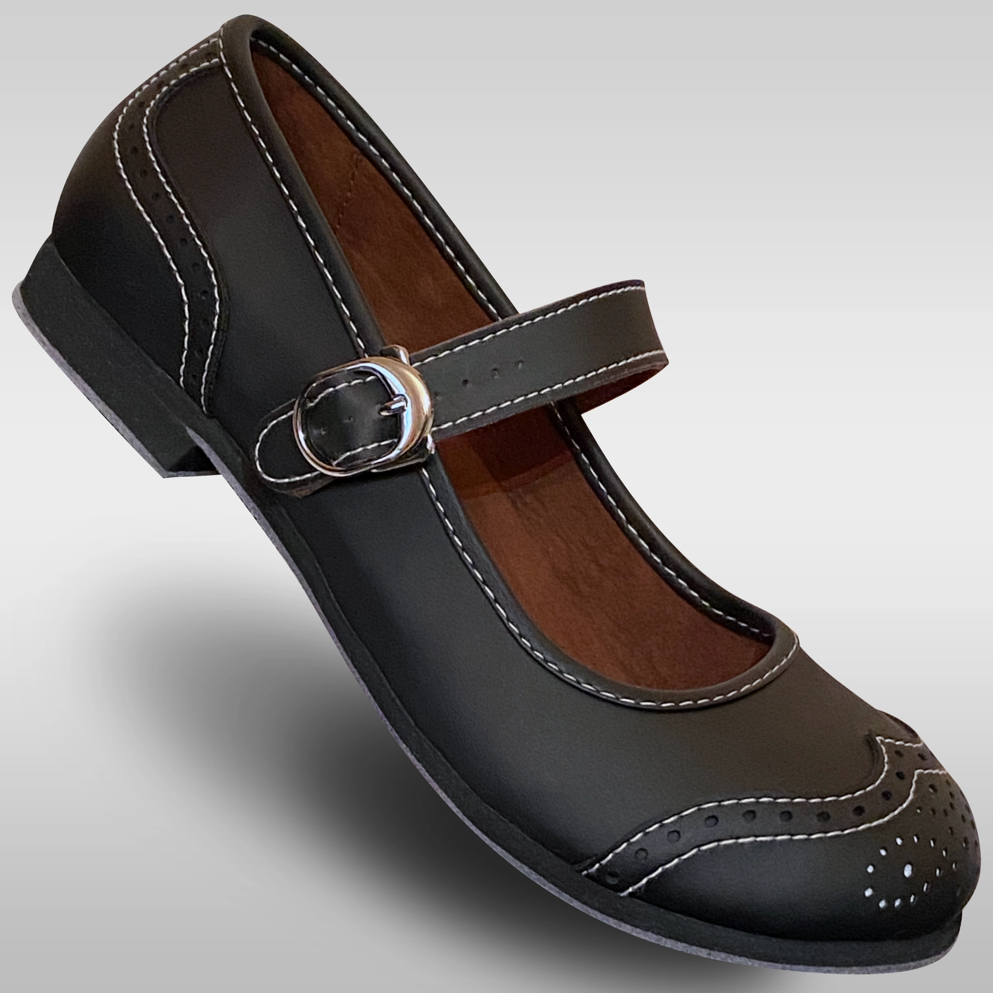 Impact Resistant Toe Aris Allen Black Snub Toe Mary Jane Wingtips