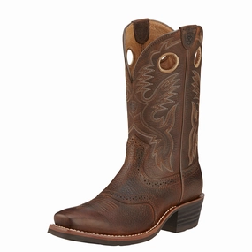 Workwear Style Comfortable bend ARIAT Men's Heritage Roughstock Boot - Brown Oiled Rowdy