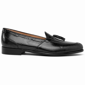 14-580-BLK FRANCO Teju Lizard Tassel Loafer, Black Work Friendly